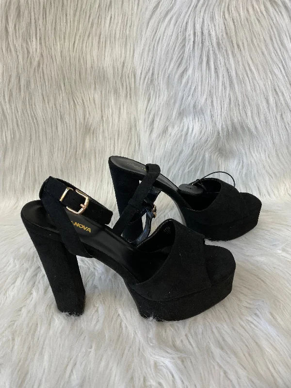 Black Sandals Heels Block Fashion Nova, Size 10 Quilted Shoe Design  