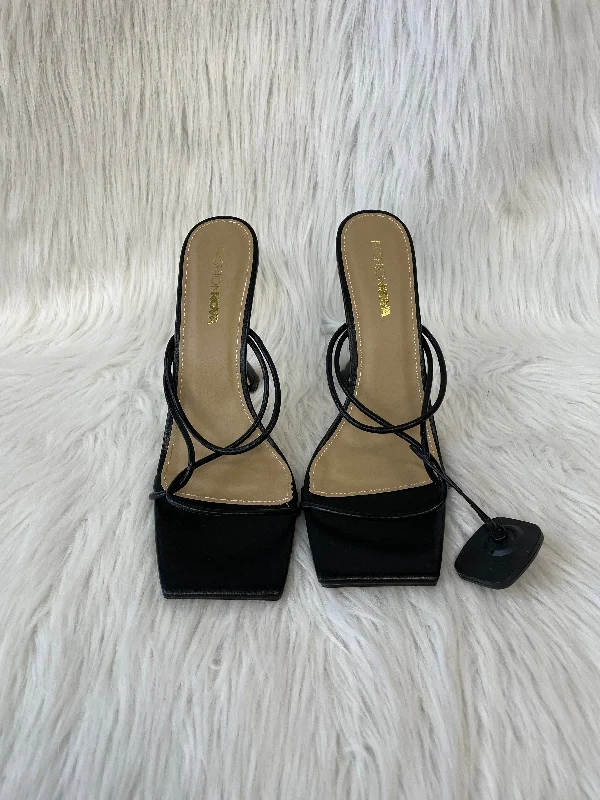 Black Sandals Heels Block Fashion Nova, Size 10 Tailored Oxford Style 