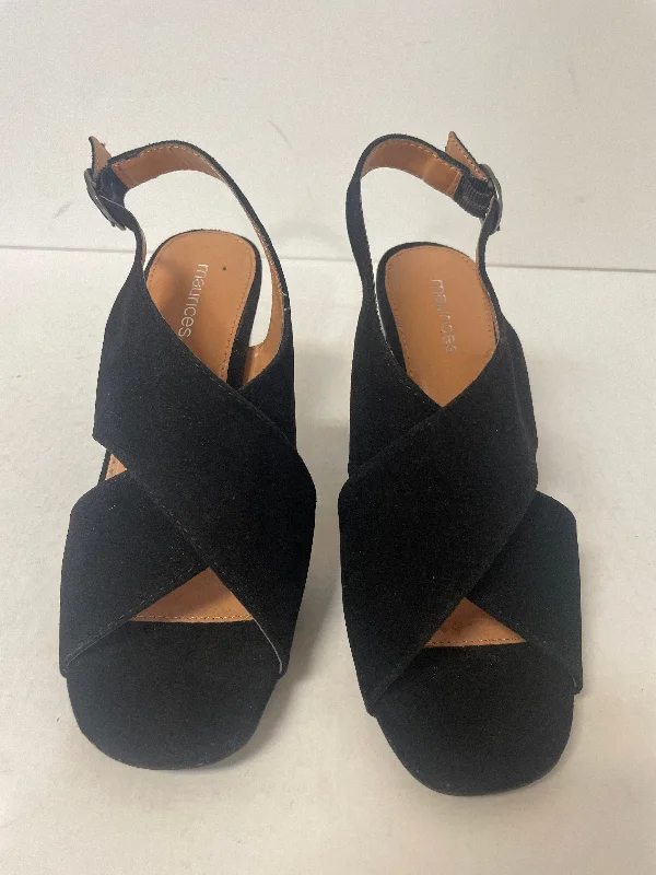 Black Sandals Heels Block Maurices, Size 6 Smart - Shoe Functionality Style  