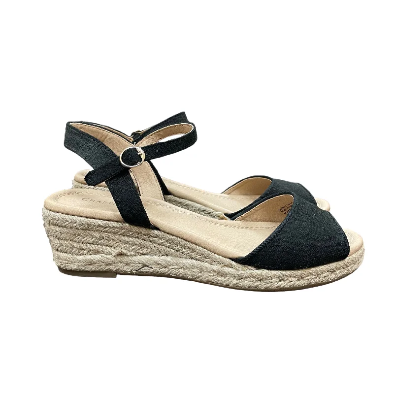 Black Sandals Heels Wedge By Charter Club, Size: 7 Mod Oxford Design  