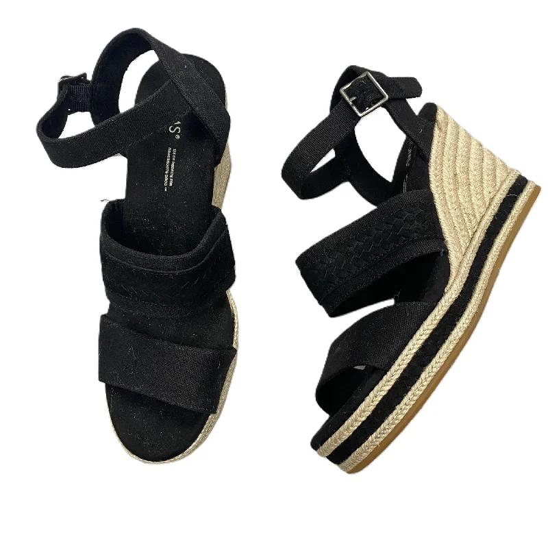 Black Sandals Heels Wedge By Toms, Size: 6 Waterproof Hiking Boot Design  