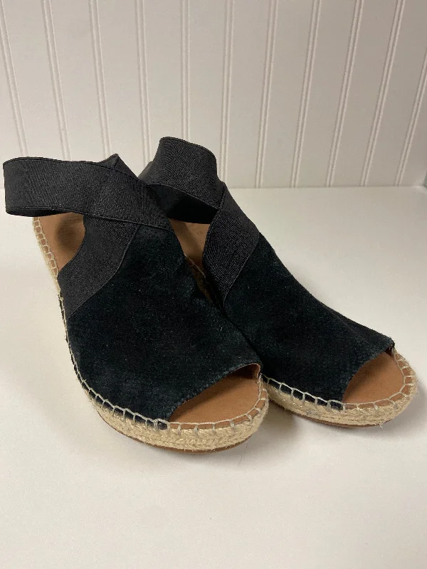 Black Sandals Heels Wedge Gentle Souls, Size 7 Leather Driving Shoe Style  