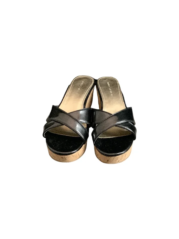 Black Sandals Heels Wedge Marc Fisher, Size 7 Sustainable Shoe Design  