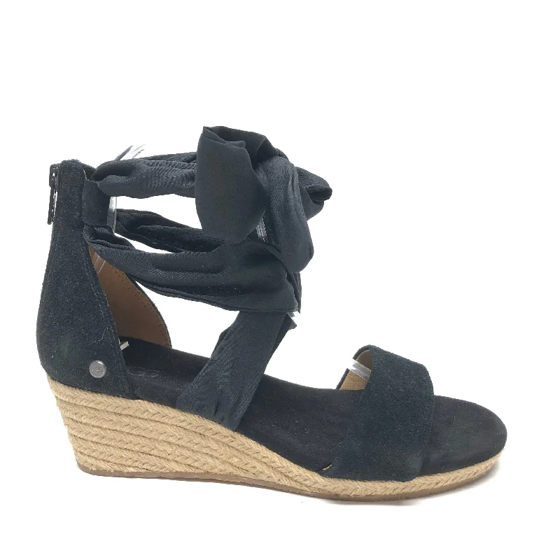 Black Sandals Heels Wedge Ugg, Size 7 Ivy League Loafer Look 