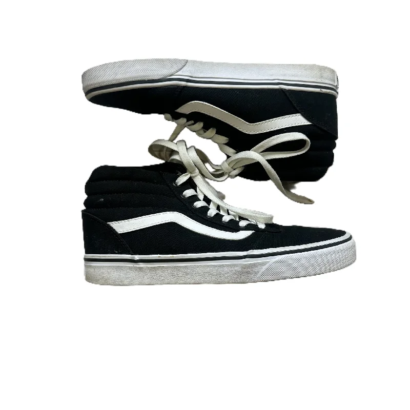 Black Shoes Sneakers By Vans, Size: 8 Retro Plimsoll Style  