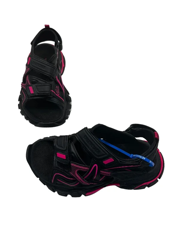 Black White Pink Sandals Luxury Designer Balenciaga, Size 5 Waterproof Hiking Boot Design  
