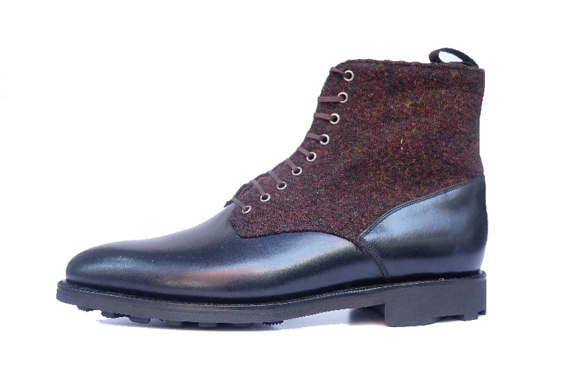 Blaine - MTO - Rugged Navy Calf / Burgundy Medley Tweed - Aged Silver Eyelets (No Speedhooks) - TMG Last - Rugged Rubber Sole Rubber - Sole Plimsoll Look Blaine - MTO - Rugged Navy Calf / Burgundy Medley Tweed - Aged Silver Eyelets (No Speedhooks) - TMG Last - Rugged Rubber Sole Rubber - Sole Plimsoll Look