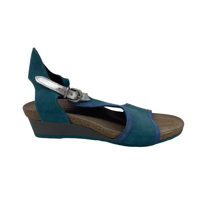 BLUE NAOT SANDALS HEELS WEDGE, Size 9.5 British Gentleman Oxford Style  
