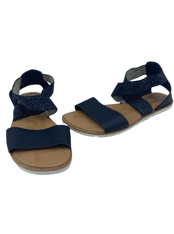 Blue Sandals Designer Sorel, Size 7.5 Wingtip Oxford Design 