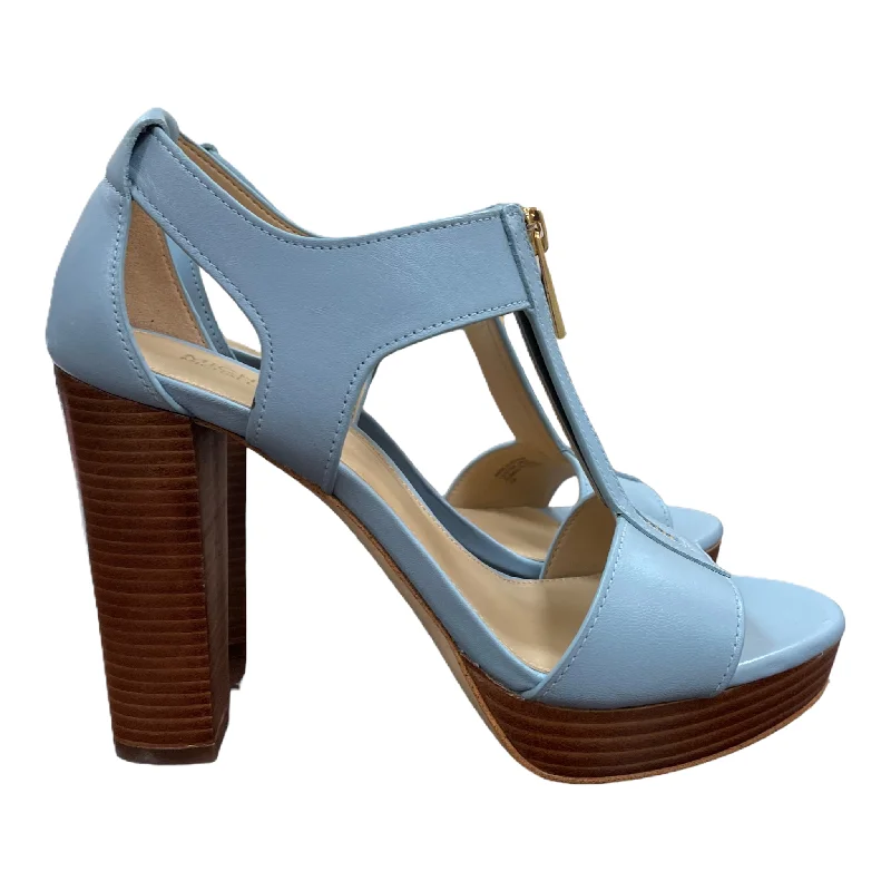 Blue Sandals Heels Block By Michael By Michael Kors, Size: 6 Neon - Accent Sneaker Look  