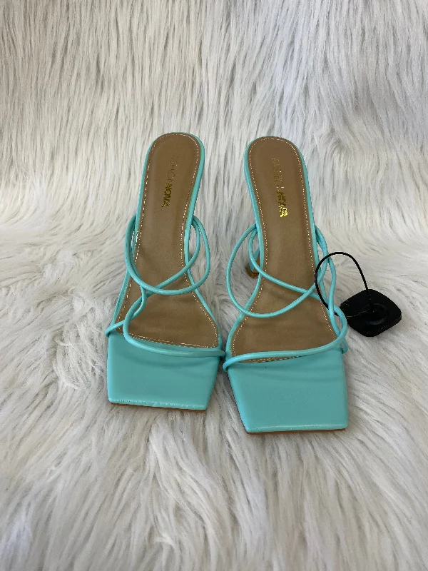 Blue Sandals Heels Block Fashion Nova, Size 10 Hiking Boot Durability Style  