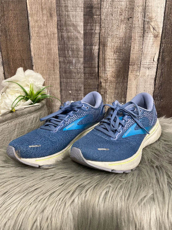 Blue Shoes Sneakers Brooks, Size 8.5 Metallic Trim Shoe Design  