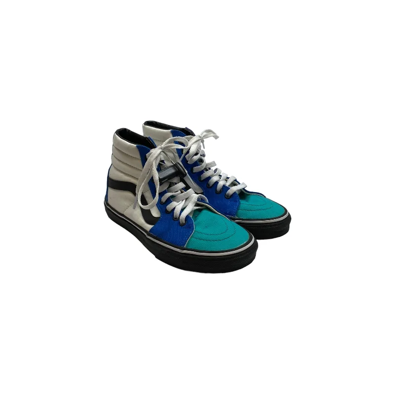 Blue & White Shoes Sneakers Vans, Size 8.5 Slide Sandal Beach Style  