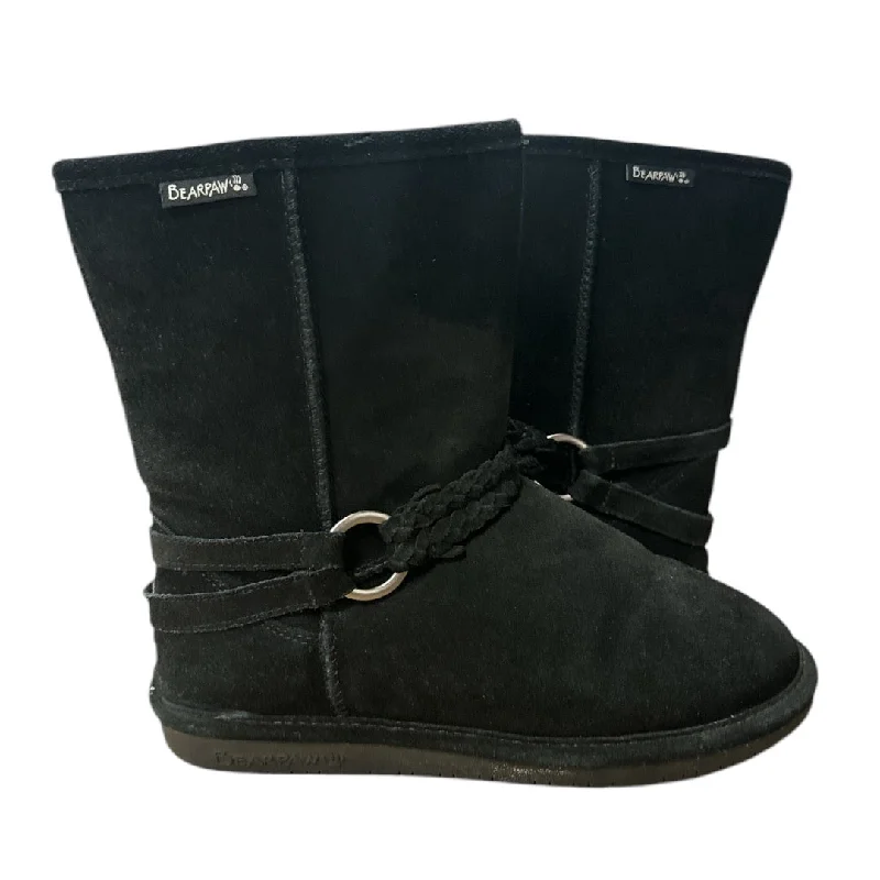 Boots Ankle Flats By Bearpaw In Black, Size: 9 Moccasin Soft - Sole Style  