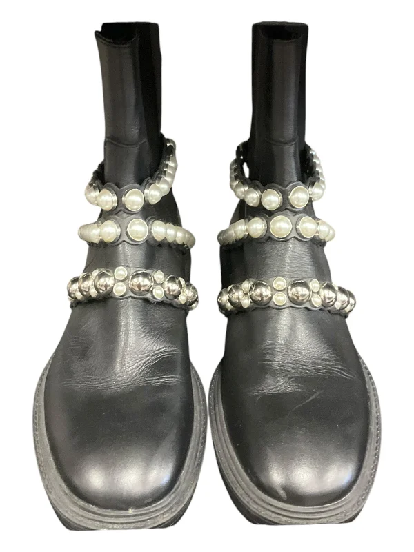 Boots Ankle Flats By Zara In Black, Size: 8.5 Zip - Up Boot Style  