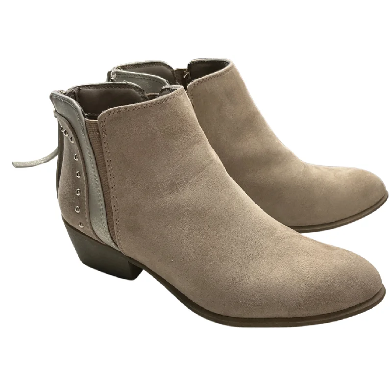 Boots Ankle Heels By Candies In Taupe, Size: 6.5 Inflatable Shoe Look 