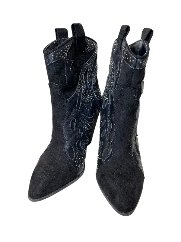 Boots Ankle Heels By Carlos By Carlos Santana In Black, Size: 6.5 Neon - Accent Sneaker Look  