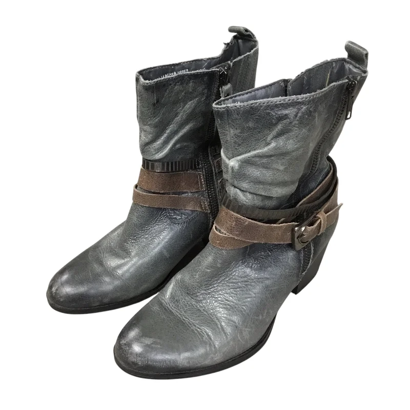 Boots Ankle Heels By Earth In Blue, Size: 7 Vintage Oxford Appeal 