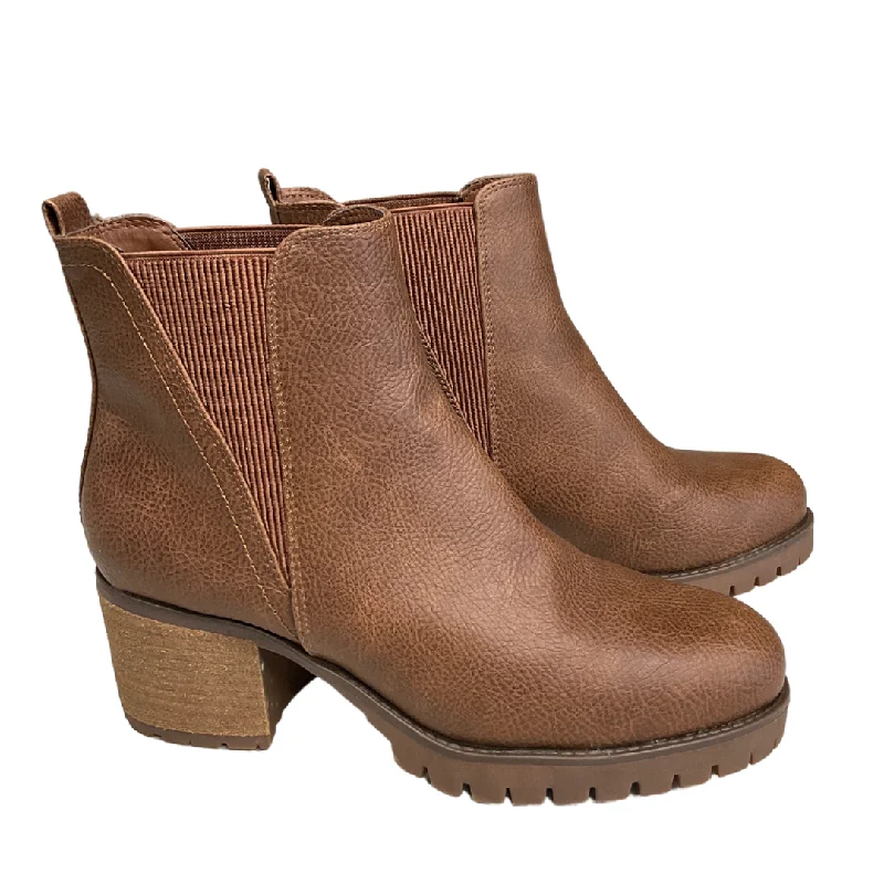 Boots Ankle Heels By Mia In Brown, Size: 8.5 Cowboy Boot Western Style  