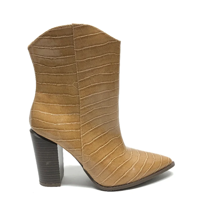 Boots Ankle Heels By Qupid In Tan, Size: 8 Cowboy Boot Western Style  