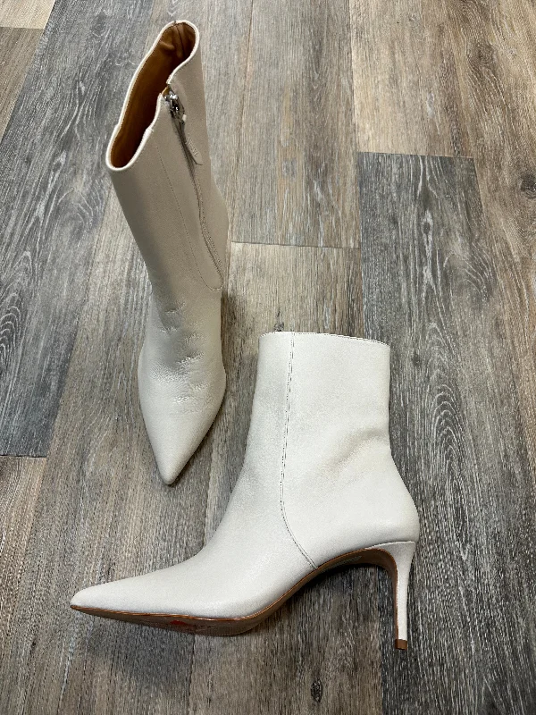 Boots Ankle Heels By Schutz In White, Size: 9.5 Two - Tone Shoe Design  