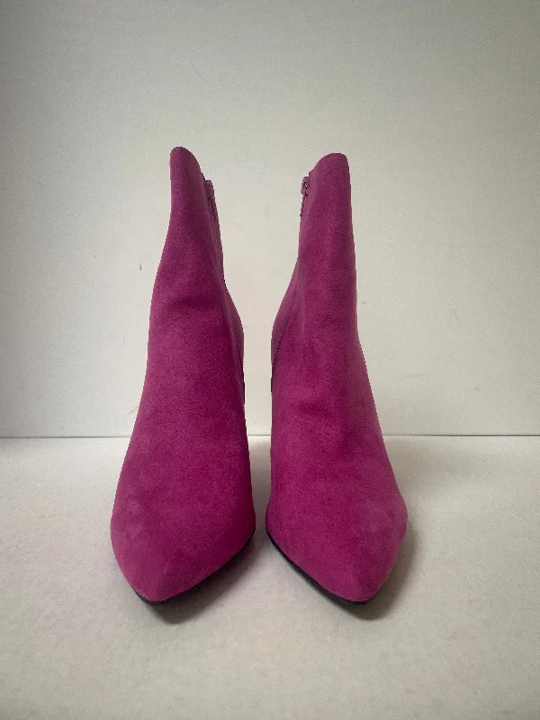 Boots Ankle Heels By Shoedazzle In Pink, Size: 11 Dressy Chelsea Boot Style 