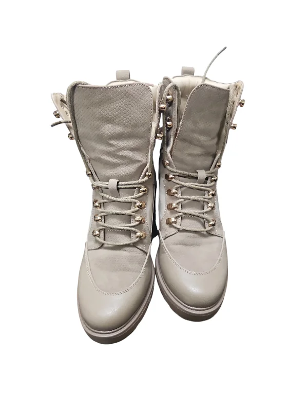 Boots Ankle Heels By Shoedazzle In Taupe, Size: 9 Retro Plimsoll Style  