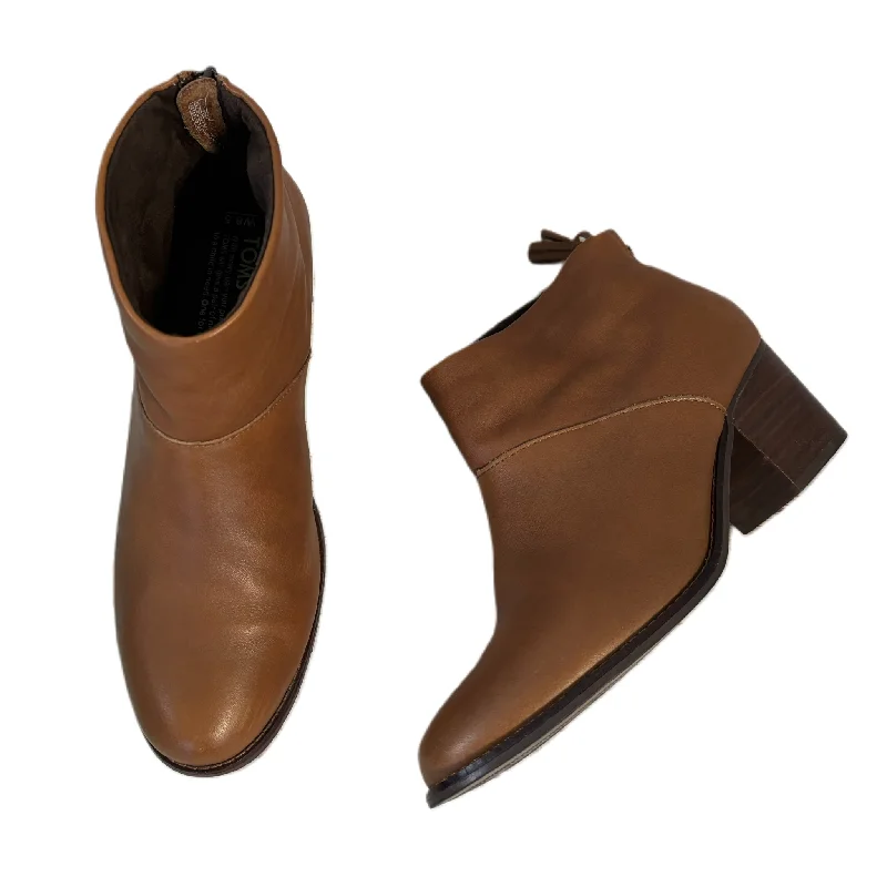 Boots Ankle Heels By Toms In Brown, Size: 8.5 Ivy League Loafer Look 