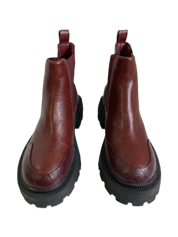 Boots Ankle Heels By Unilady In Red, Size: 8.5 Hemp - Material Shoe Style  