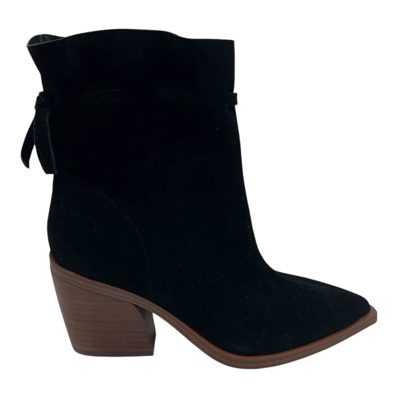 Boots Ankle Heels By Vince Camuto In Black, Size:7.5 Elastic - Sided Chelsea Look  