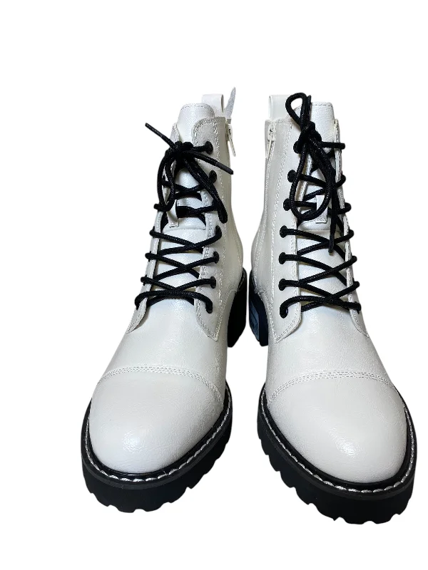 Boots Combat By Lane Bryant In White, Size: 8.5 Tailored Oxford Style 