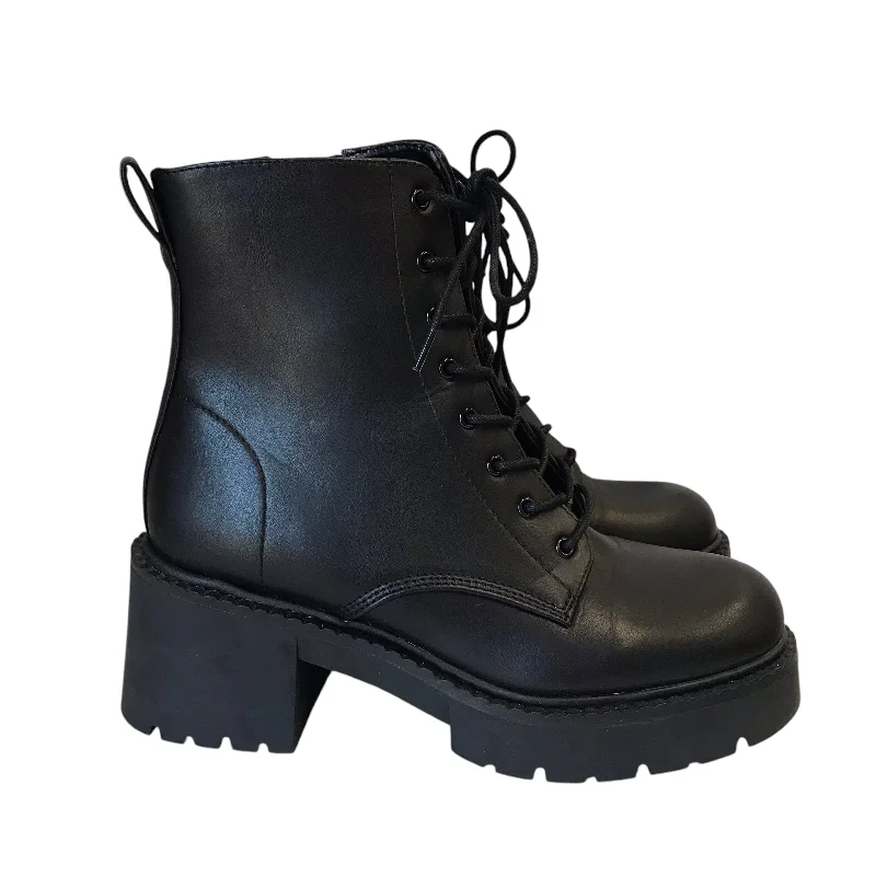 Boots Combat By Madden Girl In Black, Size:7.5 Inflatable Shoe Look 