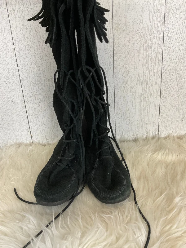 Boots Knee Flats By Minnetonka In Black, Size: 9 Tech - Inspired Sneaker Look  
