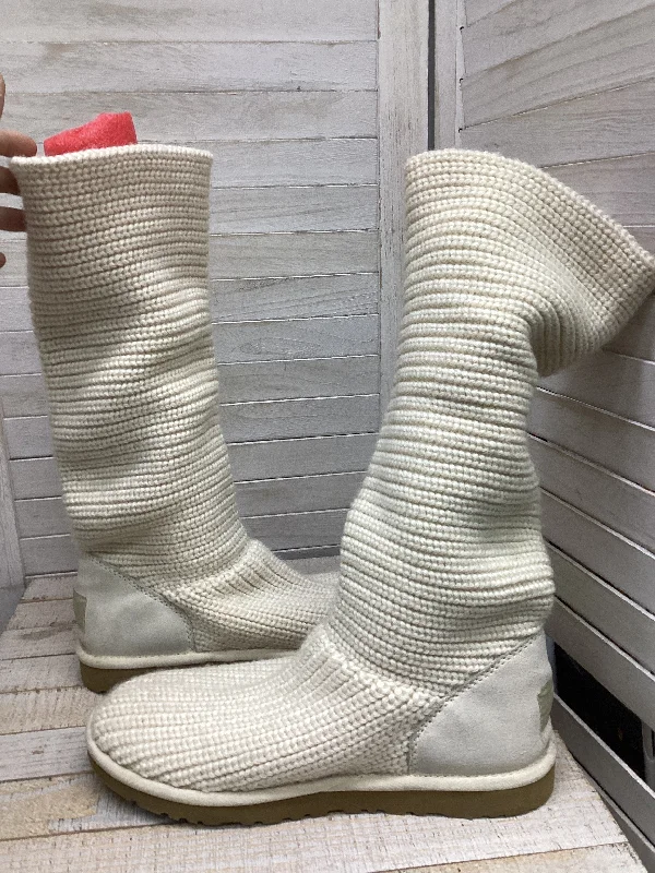 Boots Knee Flats By Ugg In White, Size: 9 Dressy Chelsea Boot Style 