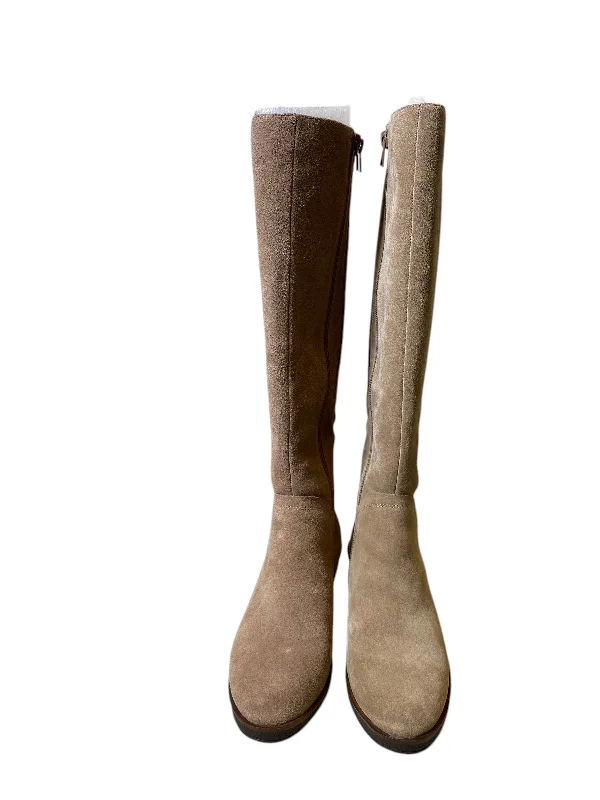 Boots Knee Heels By Aeropostale In Taupe, Size: 5.5 Metallic Trim Shoe Design  