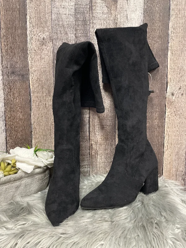 Boots Knee Heels By Cmf In Black, Size: 9 Tech - Inspired Sneaker Look  