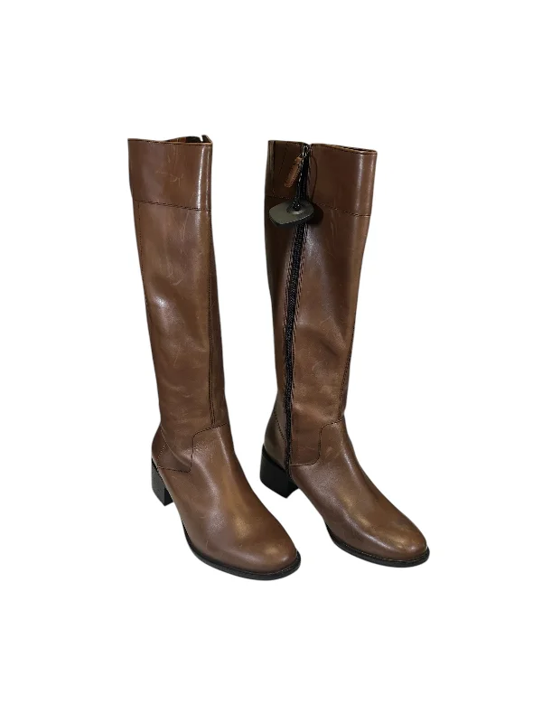 Boots Knee Heels By Cole-haan In Brown, Size: 11 Elastic - Sided Chelsea Look  