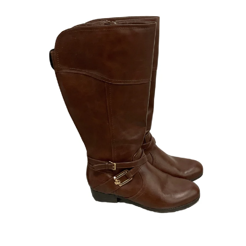 Boots Knee Heels By Liz Claiborne In Brown, Size: 11 Hip - Hop Sneaker Style  