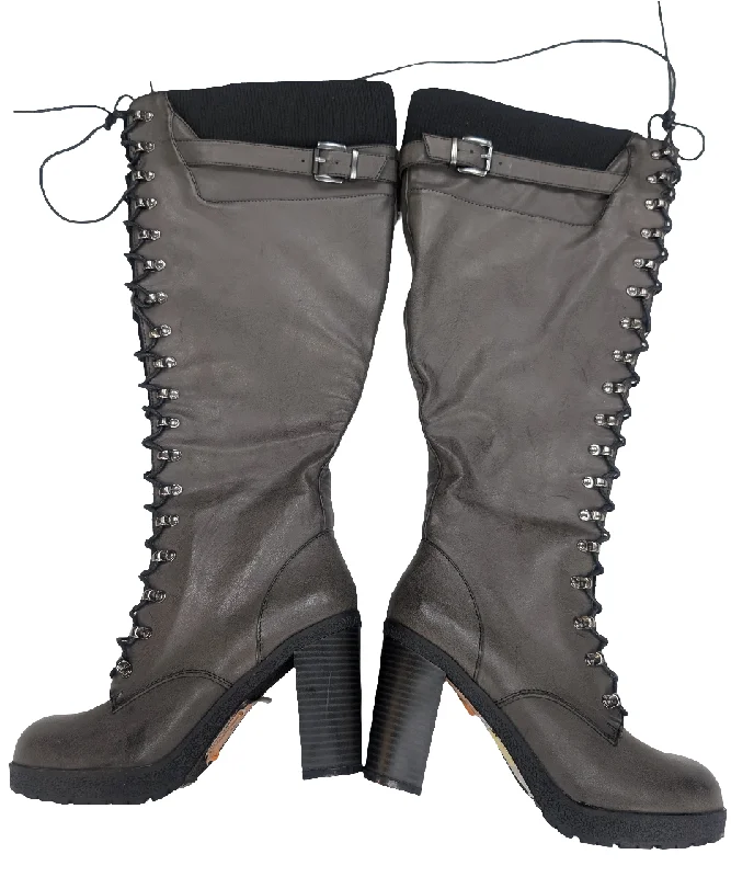 Boots Knee Heels By Torrid In Grey, Size: 8 Elastic - Sided Chelsea Look  