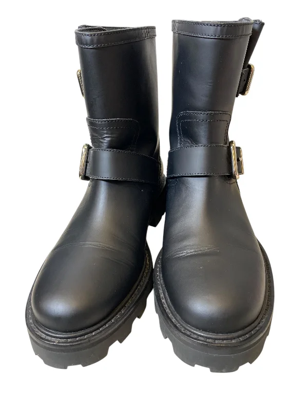 Boots Luxury Designer By Jimmy Choo In Black, Size: 7 Cowboy Boot Western Style  