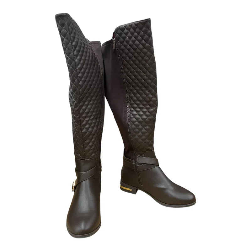 Boots Mid-calf Flats By Shoedazzle In Brown, Size: 7.5 Lightweight Tennis Sneaker Look  