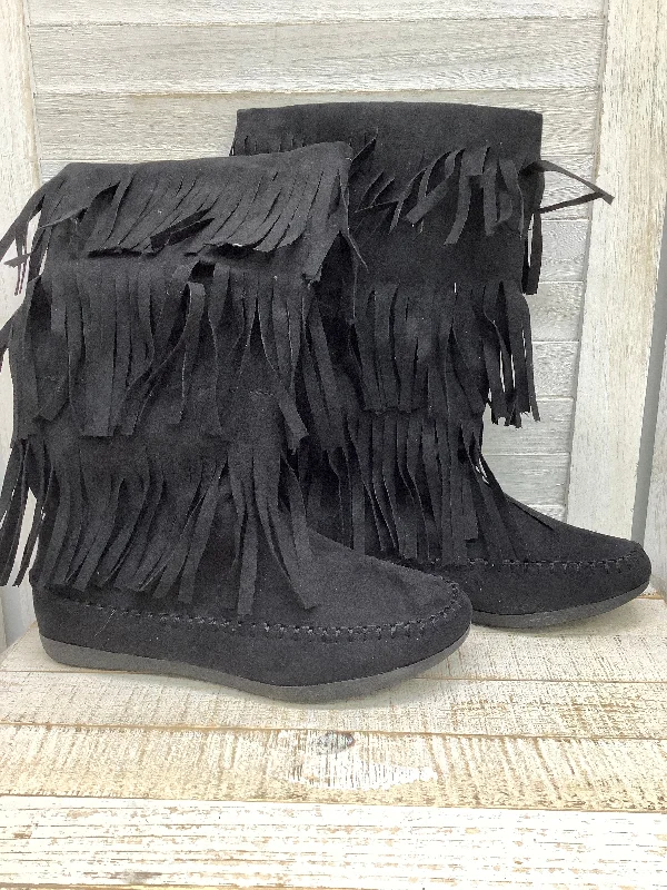Boots Mid-calf Flats By So In Black, Size: 7 Combat - Inspired Military Boot Look  