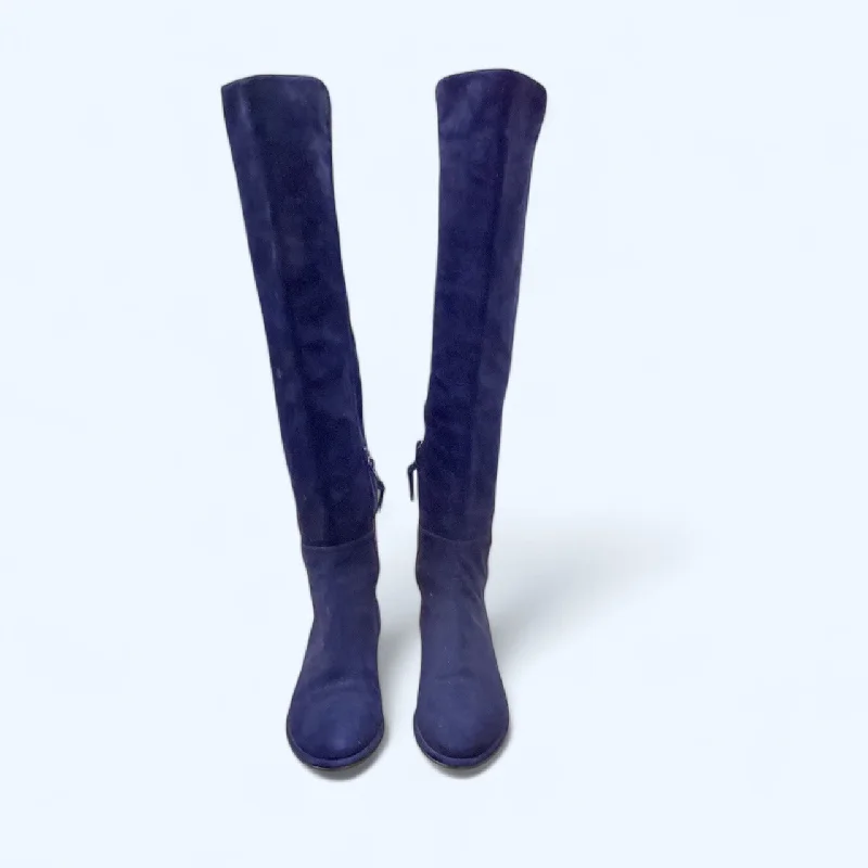 Boots Mid-calf Flats By Stuart Weitzman In Navy, Size: 5.5 Tassel Driving Shoe Look 