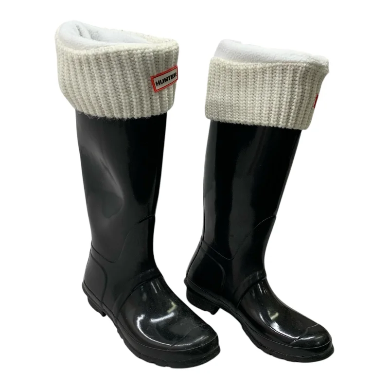 Boots Rain By Hunter In Black, Size: 9 Combat - Inspired Military Boot Look  