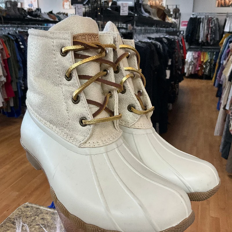 Boots Snow By Sperry In Cream, Size: 6.5 Leather Driving Shoe Style  