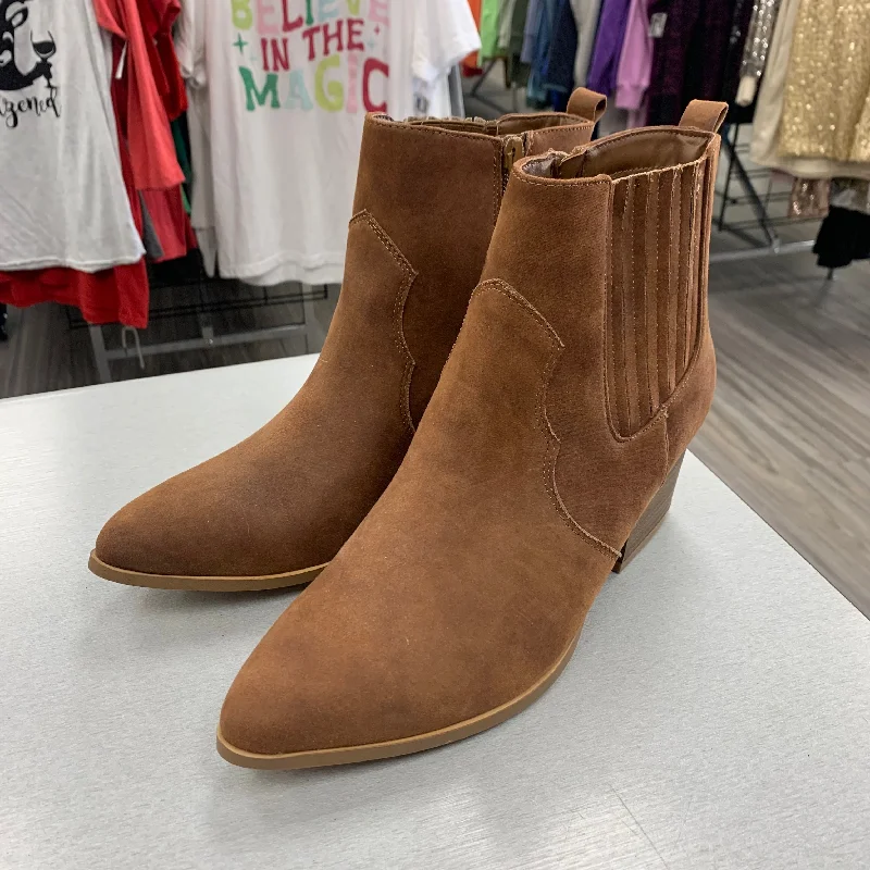 Boots Western By Time And Tru In Brown, Size: 9 Distressed Leather Shoe Style  
