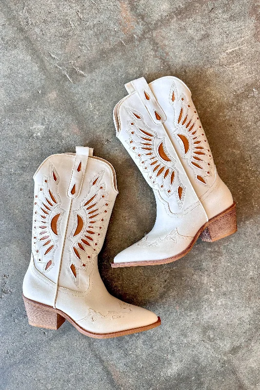 Britney Off White Cowboy Boot Buckle -
