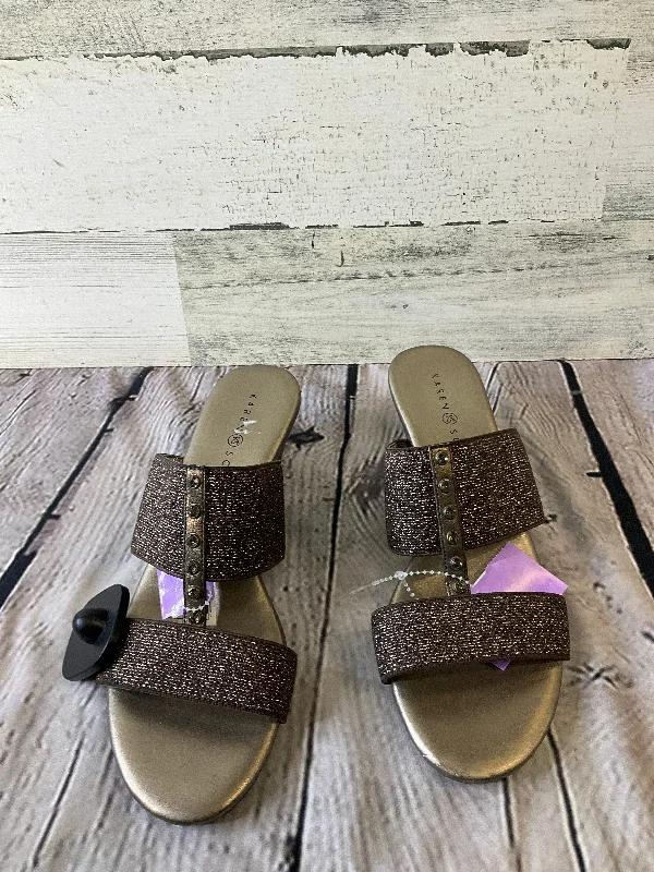 Bronze Sandals Heels Block Karen Scott, Size 8 Desert Boot Utility Style  