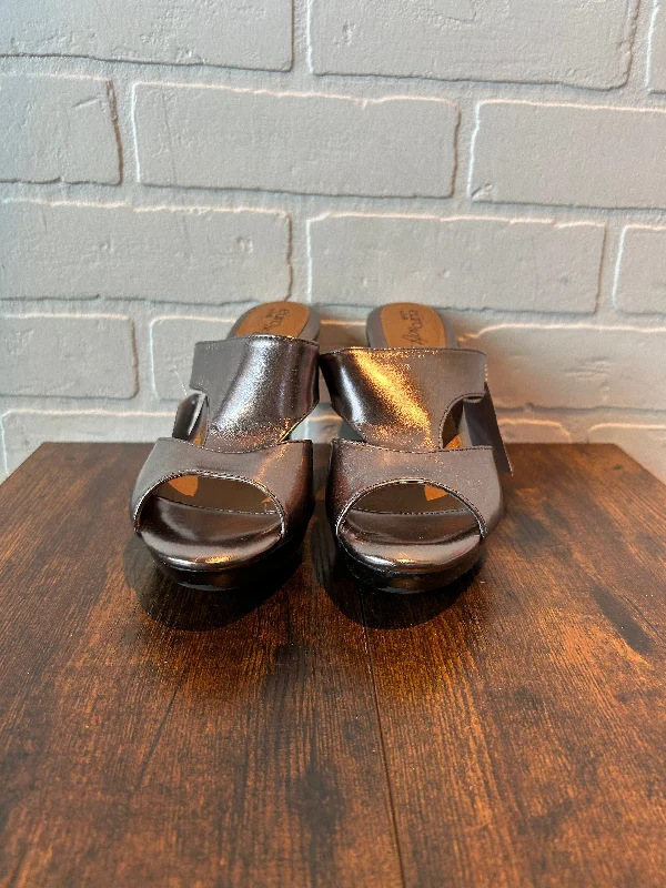 Bronze Sandals Heels Block Sofft, Size 7 Ankle - High Military Boot Style  