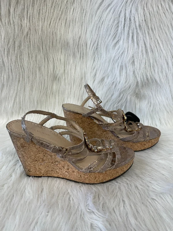 Brown & Gold Sandals Heels Wedge Adrienne Vittadini, Size 10 Minimalist Sneaker Style Brown & Gold Sandals Heels Wedge Adrienne Vittadini, Size 10 Minimalist Sneaker Style
